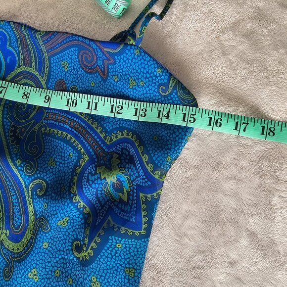 Women's Green/Blue Paisley Print Summer Dress By City Triangles, Size 7 - Picture 12 of 15